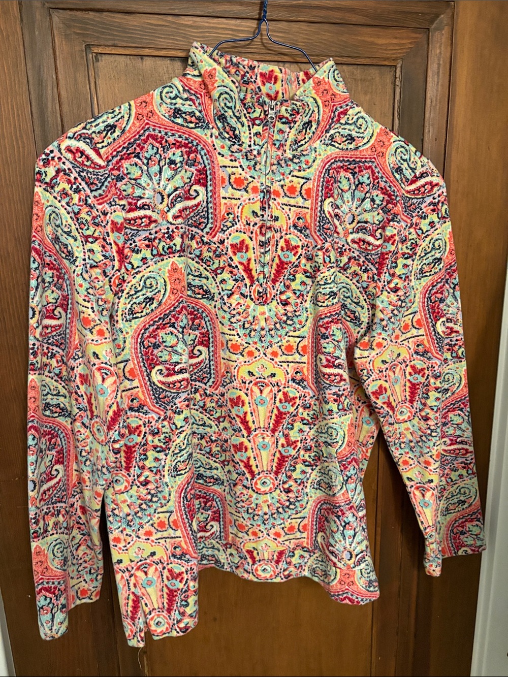 Talbots Multicolor Paisley Half-Zip Jacket